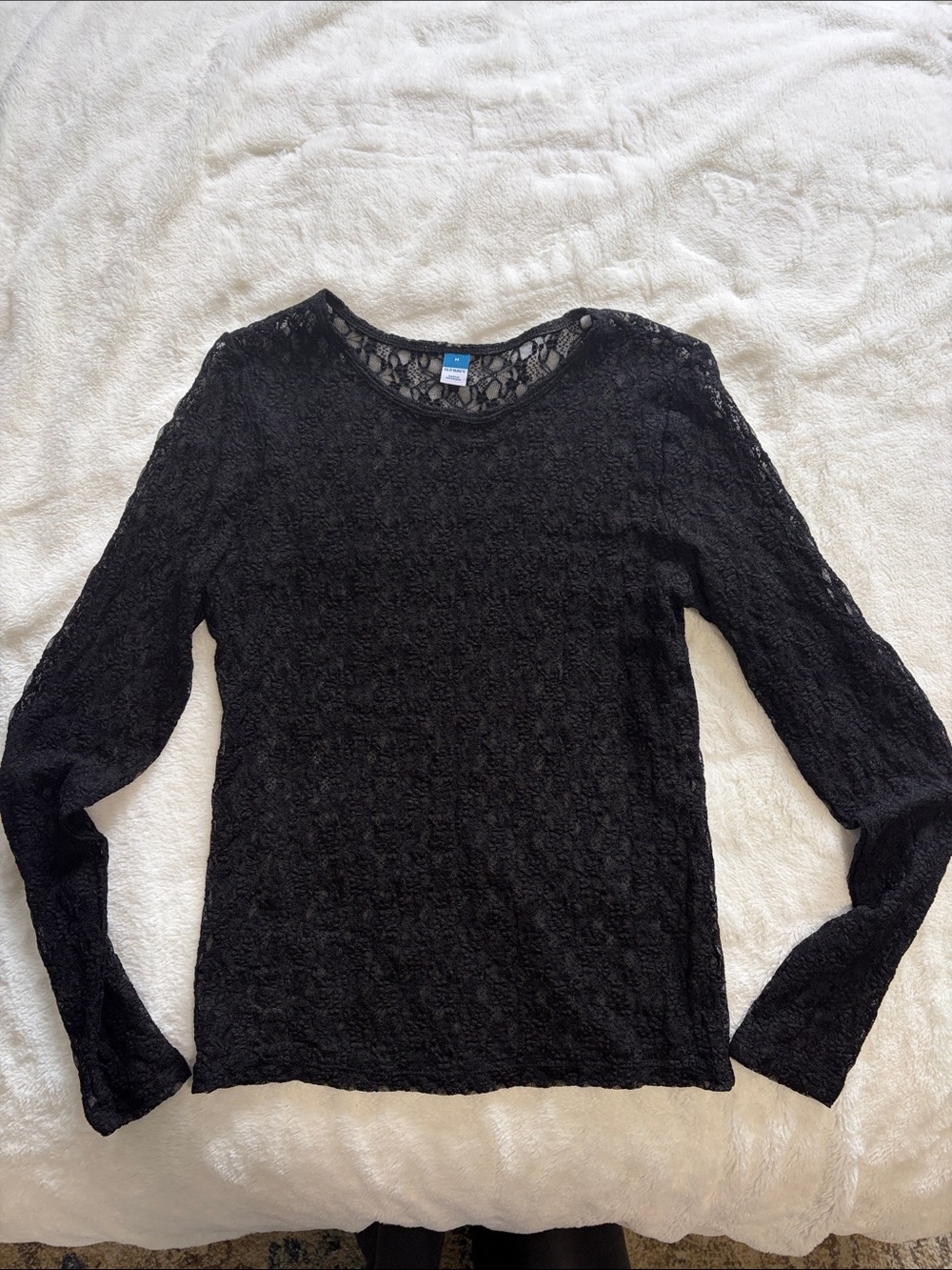Old Navy Black Lace Long Sleeve Tee